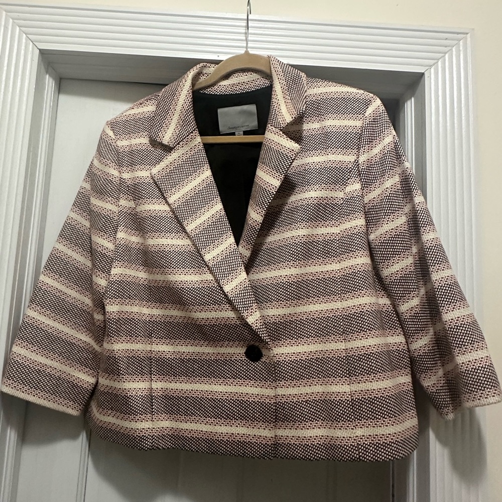 Classiques Entier Beige and Brown Striped Blazer
